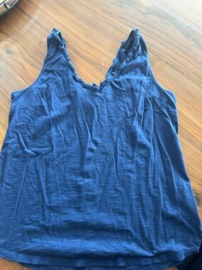 Lilly Pulitzer Navy Ruffle V-Neck Tank